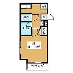 セントラルパレス 1Kの間取図画像