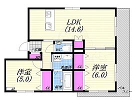 兵庫県西宮市神楽町（賃貸マンション2LDK・2階・62.78㎡） その2