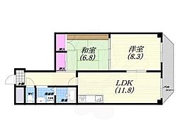 イソダマンション 2LDKの間取図画像