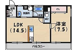 親和マンション 1LDKの間取図画像