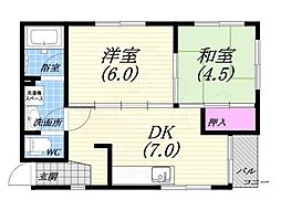 Jun芦屋 2DKの間取図画像