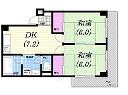翠光ハイツ 2DKの間取図画像