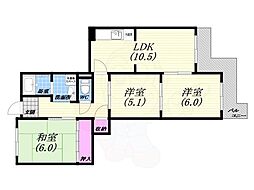 ハイツ栄光 3LDKの間取図画像
