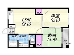 オーティーハイツ広田 2LDKの間取図画像