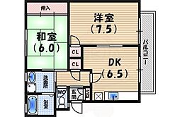 ブラウンハイツ 2DKの間取図画像