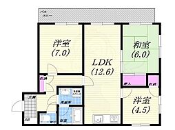夙川ガーデンハイム1 3LDKの間取図画像