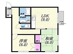 レンタルハウス深津 2LDKの間取図画像