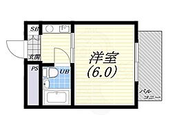 ライフイン芦屋弐番館 ワンルームの間取図画像