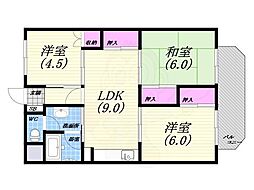 パールハイツ竹若 3LDKの間取図画像