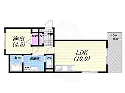 苦楽園レックスマンション 1LDKの間取図画像