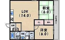 サンエイハイツ 2LDKの間取図画像