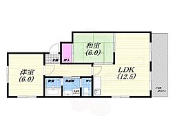 エスポアール西宮北口北棟 2LDKの間取図画像