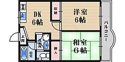 白井マンション 2DKの間取図画像