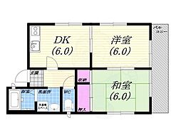 アネックス南郷 2DKの間取図画像