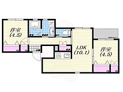 グランエール 2LDKの間取図画像