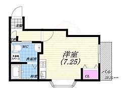 グランハウス甲子園 ワンルームの間取図画像