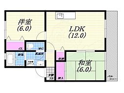 プレステージ芦屋A棟 2LDKの間取図画像