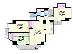 パーク・ノヴァ夙川 3LDKの間取図画像