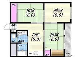 西宮ルモン 2LDKの間取図画像