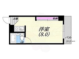 夙川羽衣町パーク・ハイム ワンルームの間取図画像