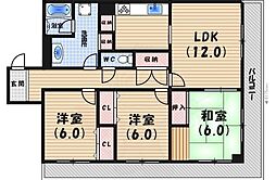 グレース甲陽園 3LDKの間取図画像