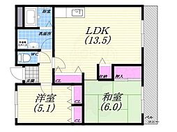 ジェントリーT.M.Y 2LDKの間取図画像