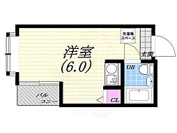 パークプレイス鳴尾 ワンルームの間取図画像