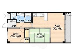 ナガイビル・レジデンス芦屋 2LDKの間取図画像