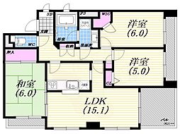 メゾン芦屋川 3LDKの間取図画像