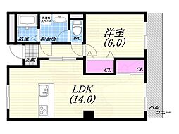 福島ハイツ 1LDKの間取図画像
