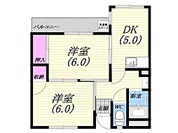岡崎第一マンション 2DKの間取図画像