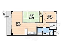 ナガイビル・レジデンス芦屋 2LDKの間取図画像