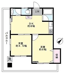 旭マンション 2DKの間取図画像