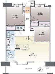 アンピール東大橋 3LDKの間取図画像