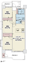 アーバンスクエア博多駅 3LDKの間取図画像