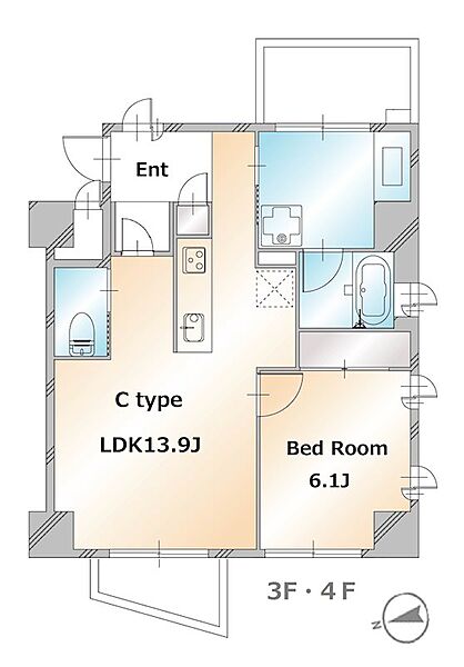 ドミールDuo自由が丘 401｜東京都世田谷区等々力６丁目(賃貸マンション1LDK・4階・51.04㎡)の写真 その2