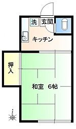 かづさ荘 1Kの間取図画像