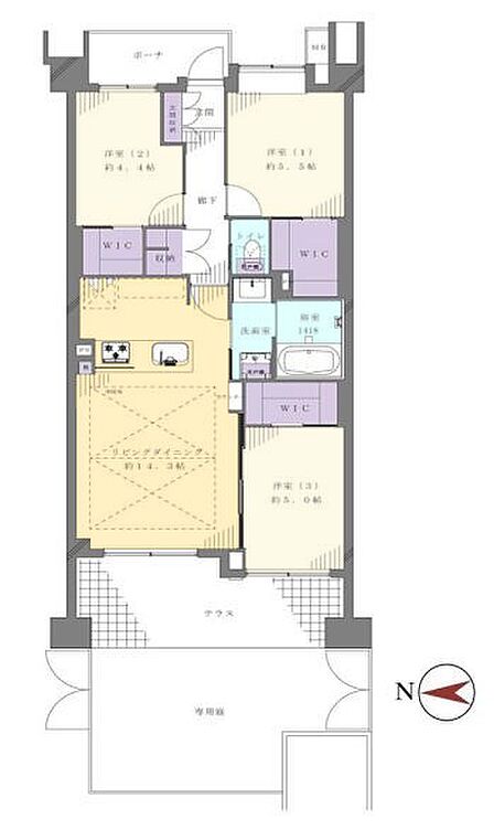 2SLDK 70.29m2 西向き