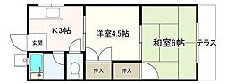 エコーハイム 2Kの間取図画像