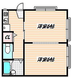 第1セラミックハウス 2Kの間取図画像