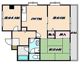 クレール市川 3DKの間取図画像