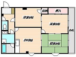 高力ハイツ 3DKの間取図画像