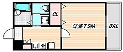 エクセレント聖城 1Kの間取図画像