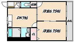 カタンクローバー2 2DKの間取図画像