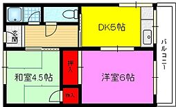 第1清水ハイツ 2Kの間取図画像