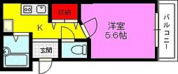 サンハイツ 2階1Kの間取り