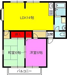 ハイツマイ 2LDKの間取図画像