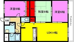 トムズコート悠希 3LDKの間取図画像