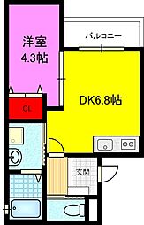 ア・マーレ中鴻池 1DKの間取図画像