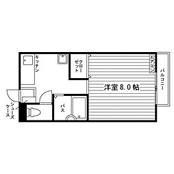 サンライフ弥生 1Kの間取図画像